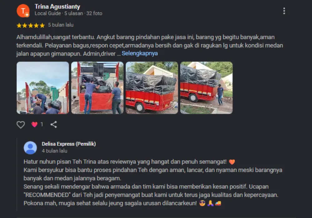 Review Pelanggan Delisa Express Ekspedisi Bandung di Bandung